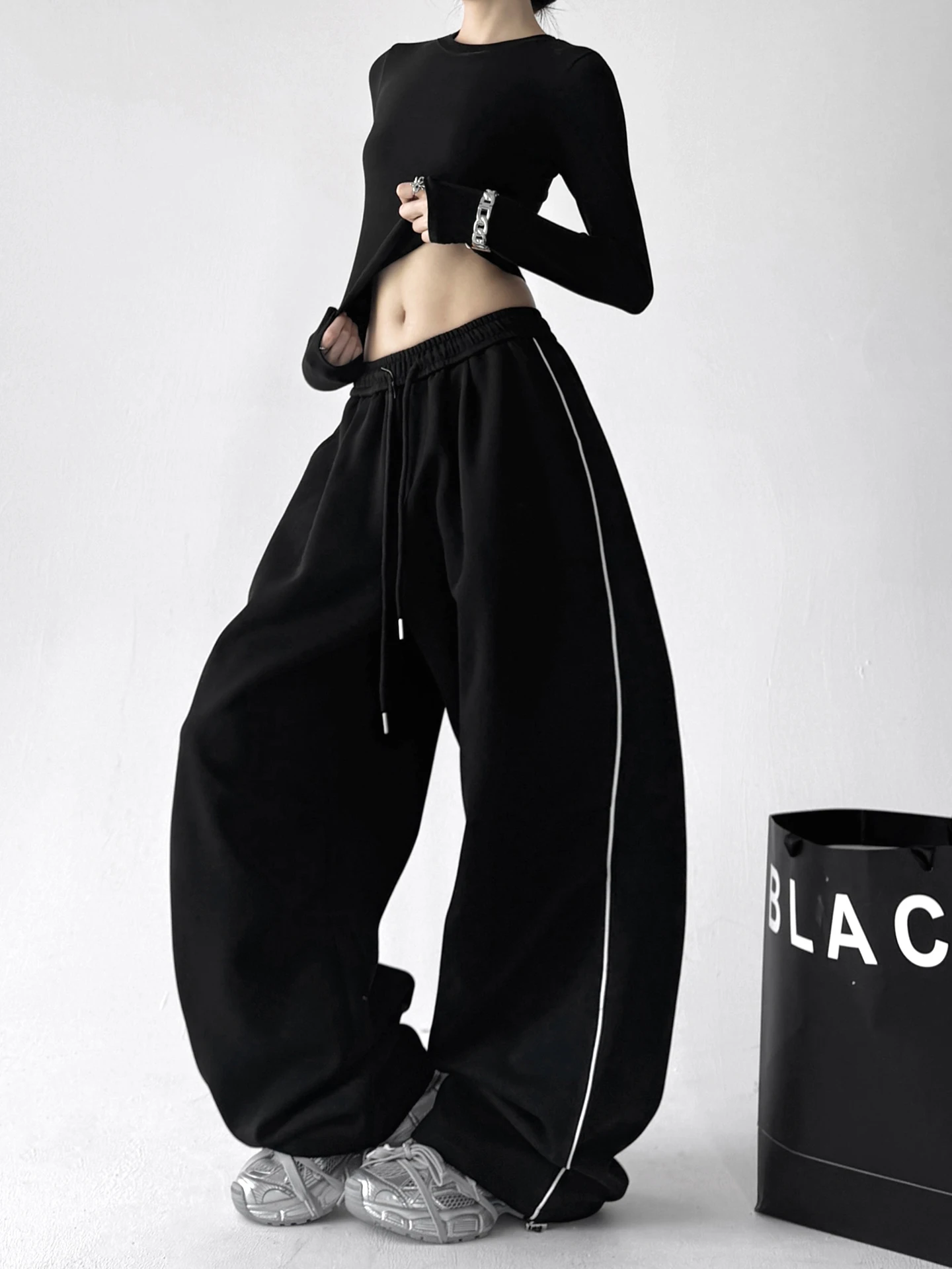 Faion ارتفاع الخصر واسعة الساق سراويل تقليدية المرأة فضفاضة تناسب التخسيس الراقية مشاعر الخريف جديد وصول السيدات السراويل