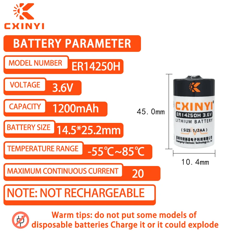 CXINYI ER14250H 3.6V lithium battery used for automation equipment PLC industrial control servo drive