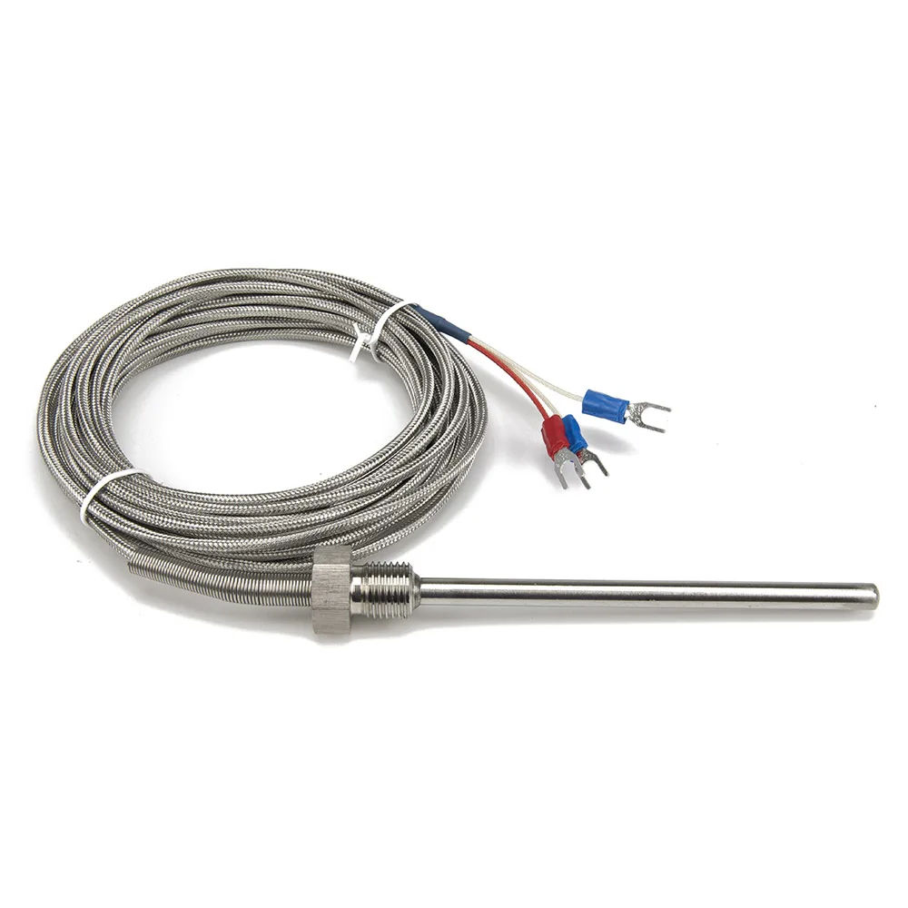 FTARP09 PT100 type 5m metal braided cable 100mm probe (not include thread length) RTD temperature sensor G 1/4 inch thread