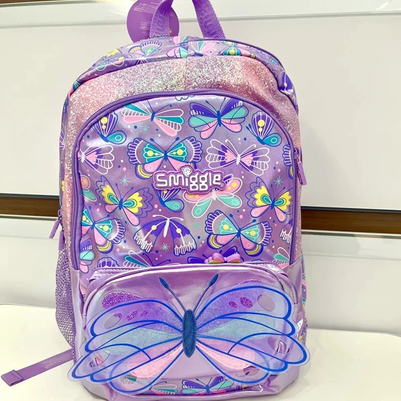 

Smiggle Backpack For Elementary School Students Lightweight Large Capacity Cute Cartoon Butterfly Pattern Model Student Backpack