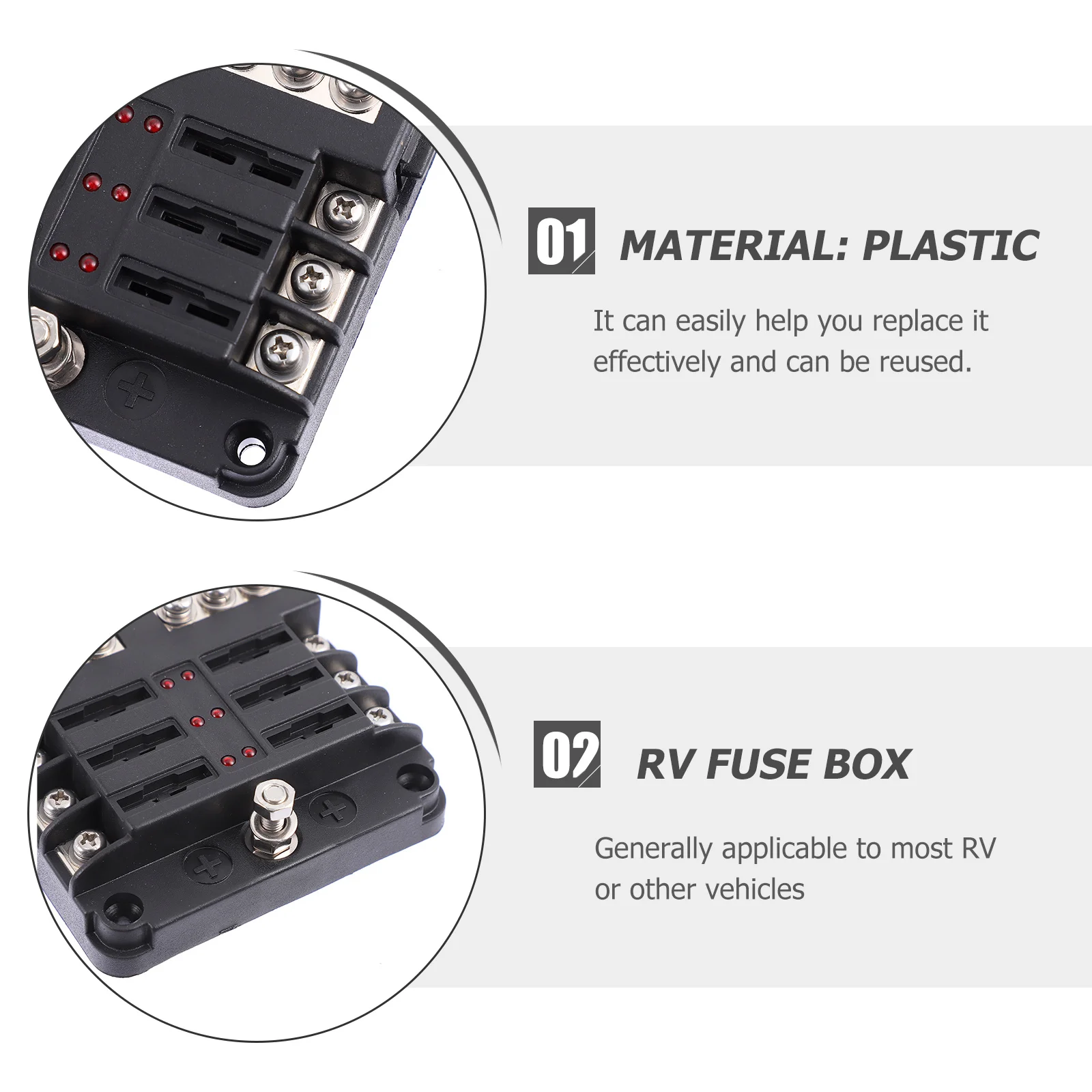 

1 set 6-Way Fuse Holder For Car Use High Temperature Resistant Reusable Fuse Box Stable Voltage Rv Vehicle Auto Circuit