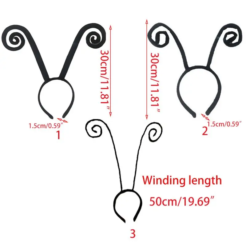 Y166 Nieuwigheid Volwassen Kinderen Mier Antenne Hoofdband Insect Zwart Fluwelen Haarhoepel Halloween Cosplay Kostuum