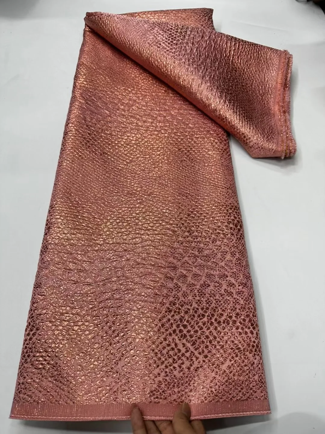 

African Brocade Jacquard Lace Fabric 2025 High Quality 5Yards Net Lace French Gilding Lace Fabric for Wedding Dress HCW6291