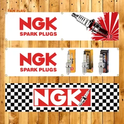 45X180CM NGK Spark Plugs Auto Parts Flag Car Truck Motor Parts Accessories Banner Garage Outdoor Decoration Tapestry Poster