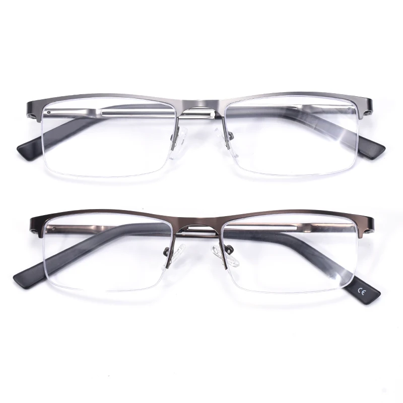 Brown Color Light Half Frame Reading Glasses Men Anti Blue Light Metal Presbyopia Computer Reader with Diopter +1.75 2.25 2.75
