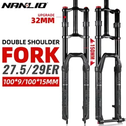 NANLIO MTB Forks Double Shoulder Air Suspension Damping 26/27.5/29