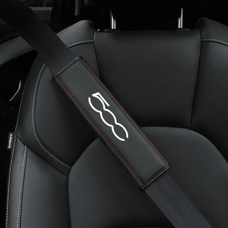 

For Fiat 500 1pc Cowhide Car Interior Seat Belt Protector Cover For Fiat 500L car Auto Accessorie