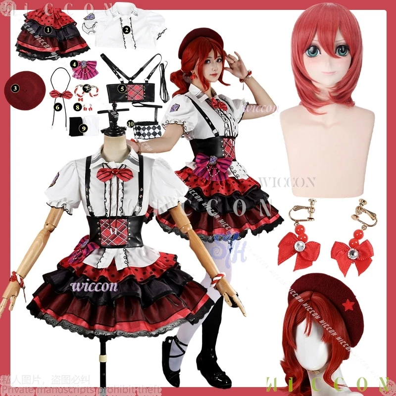 Mujer Maki Nishikino Cosplay Anime Game Lovelive Costume Bibi Group Kawaii Idol Red Cake Checkered Pattern Halloween Costumes Di