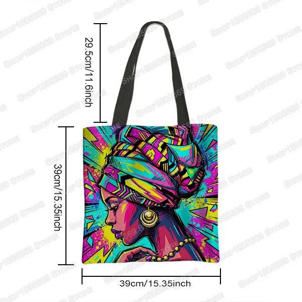 African Black Queen Women Tote Bag Colorful Graffiti Art Portrait Shoulder Shopping Bag Handbag Eco‑Friendly Grocery Bags