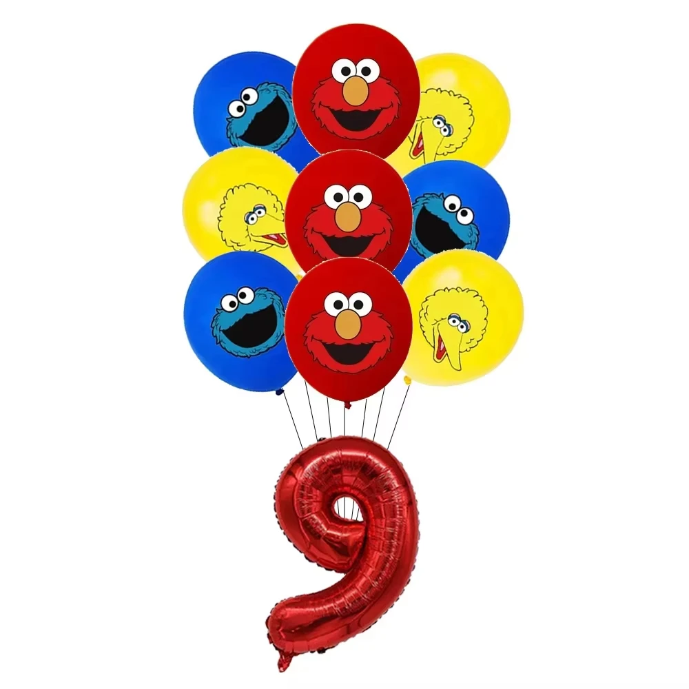 Geburtstagsballon-Partydekoration, Sesamstraßen-Thema, Teller, Kuchenaufsätze, Banner für Kindergeburtstag, Partyzubehör, Babyparty – Detail 11