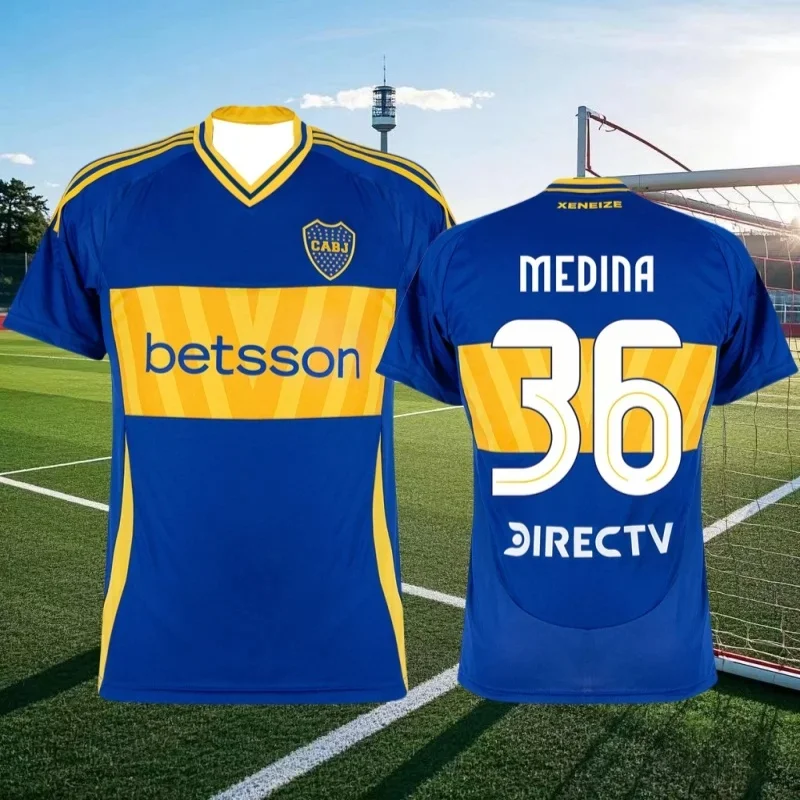 

2025 3D Printed Argentine Training Uniform Sports Shirt Fan Jersey Boca Juniors Adult and Children's Breathable T-shirt moto