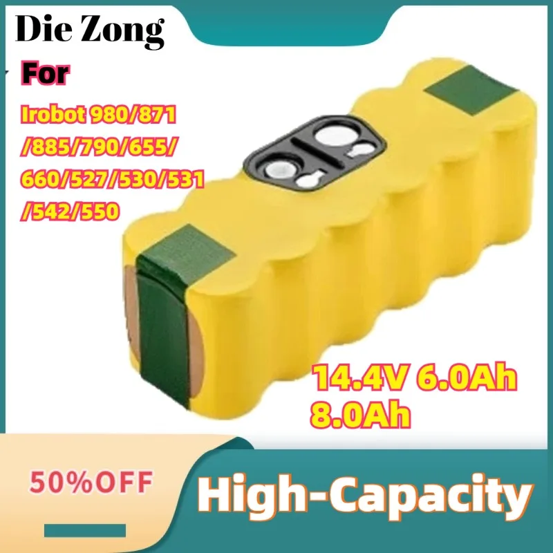 

For Irobot 980/871/885/790/655/660/527/530/531/542/550 Battery Accessories High-Capacity 14.4V 6.0Ah 8.0Ah Rechargeable Battery