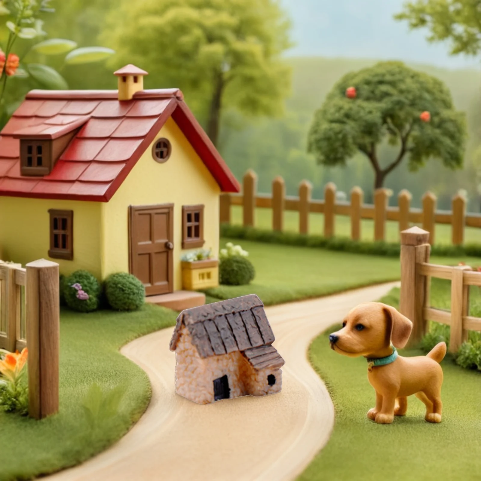 

12pcs Resin Miniature House Cottage Ornament Micro Landscape Decor For Bonsai Terrarium Diy Fairy Garden Supplies Outdoor