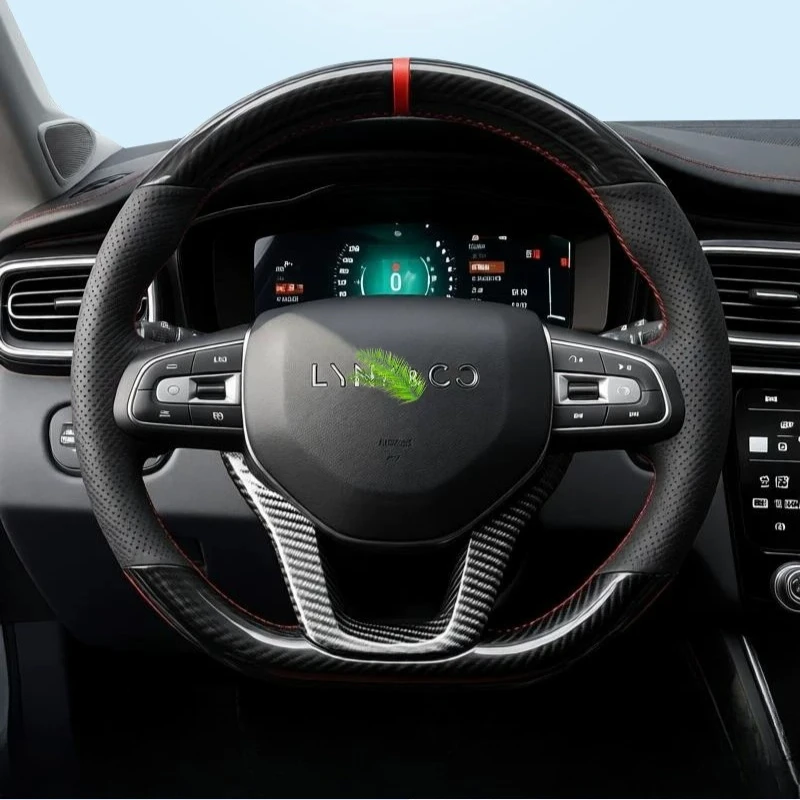 

for Lynk & Co 03 01 05 02 09 06 Hand-Stitched non-slip Genuine Leather carbon fibre car Steering Wheel Cove