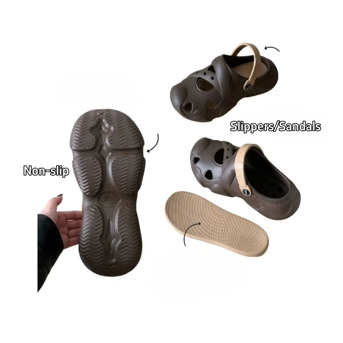 Personalized Fashion Sports Style Couple Cave Shoes Summer Outdoor Non-slip Two Wear EVA Beach Shoes Men and Women