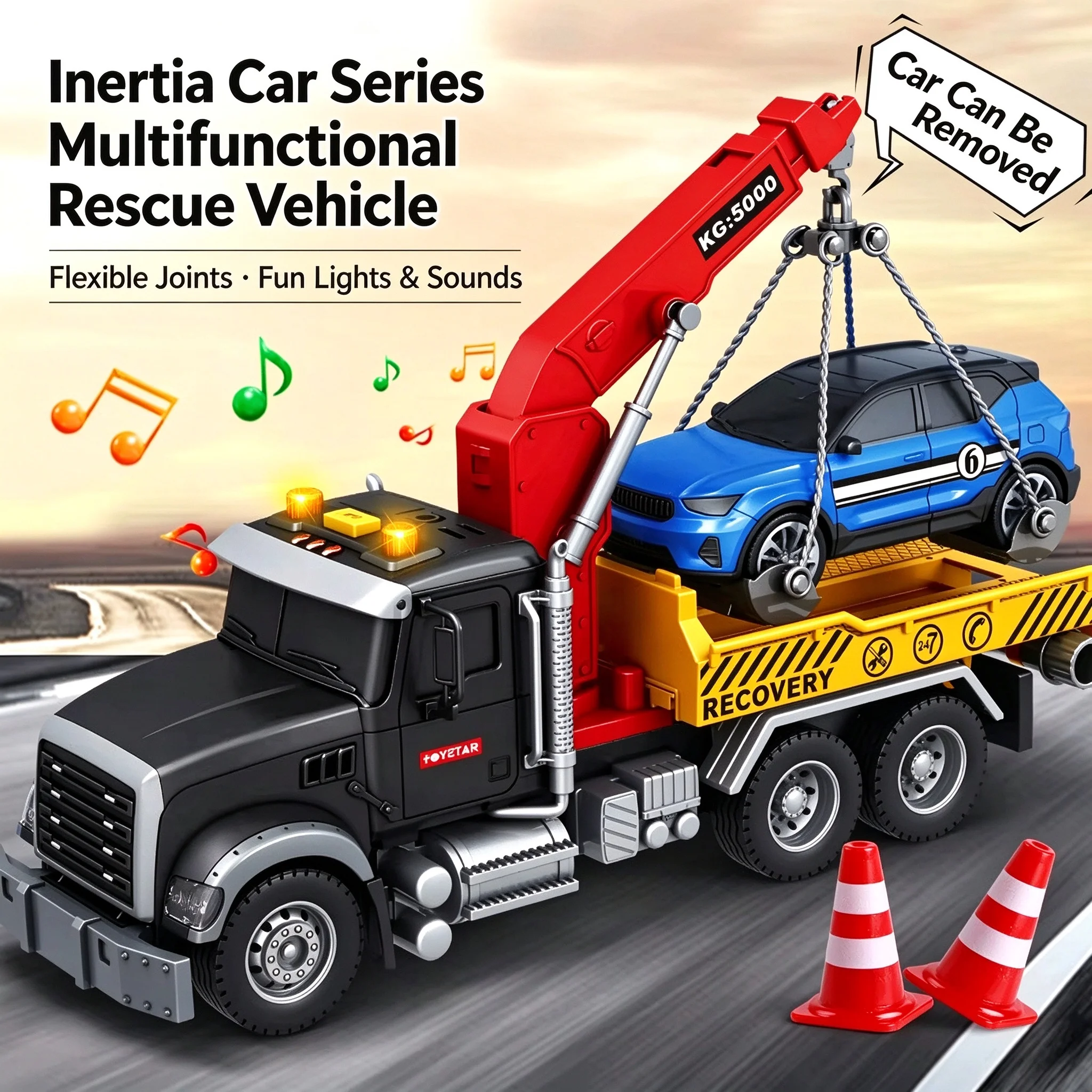 B452 Children's Car Toy Crane Large Road Clearance Engineering Transport Vehicle Rescue Vehicle Toy