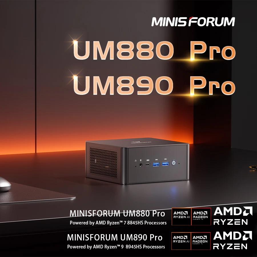 MINISFORUM UM880PRO (AMD Ryzen 7 PRO 8845HS، ذاكرة الوصول العشوائي 32 جيجابايت، SSD 1000 جيجابايت، AMD Radeon 780M، Windows 11 Home)