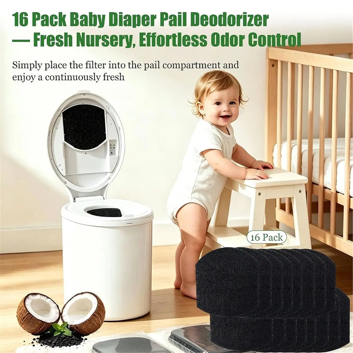 16 Pack Filters for Steel Diaper Pail - Odor Control Refills, Keeps view 5
