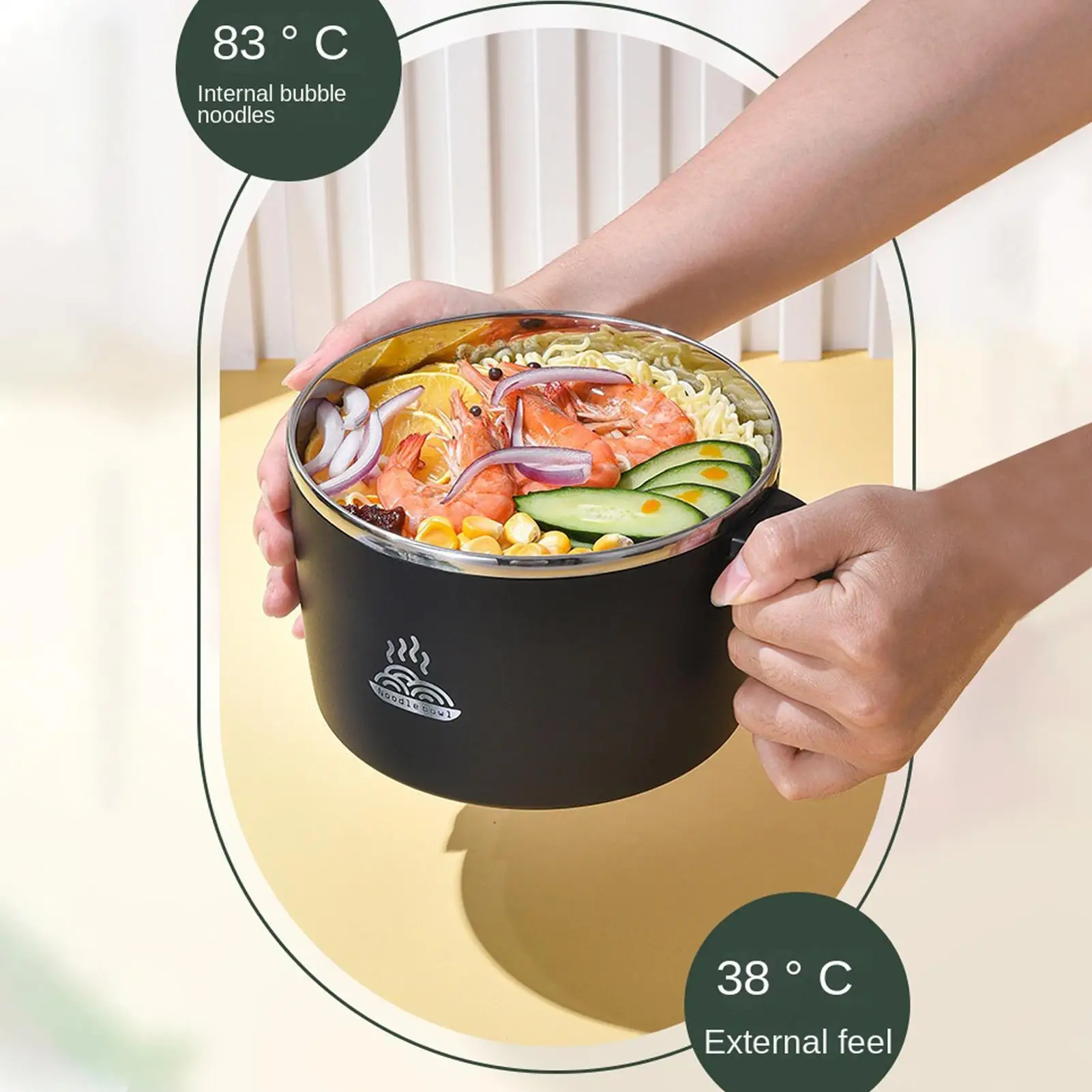 Noodle Soup Bowl Stainless Steel Meal Prep Containers Instant Noodle Bowl For Soup For Breakfast Lunch Dinner Work School