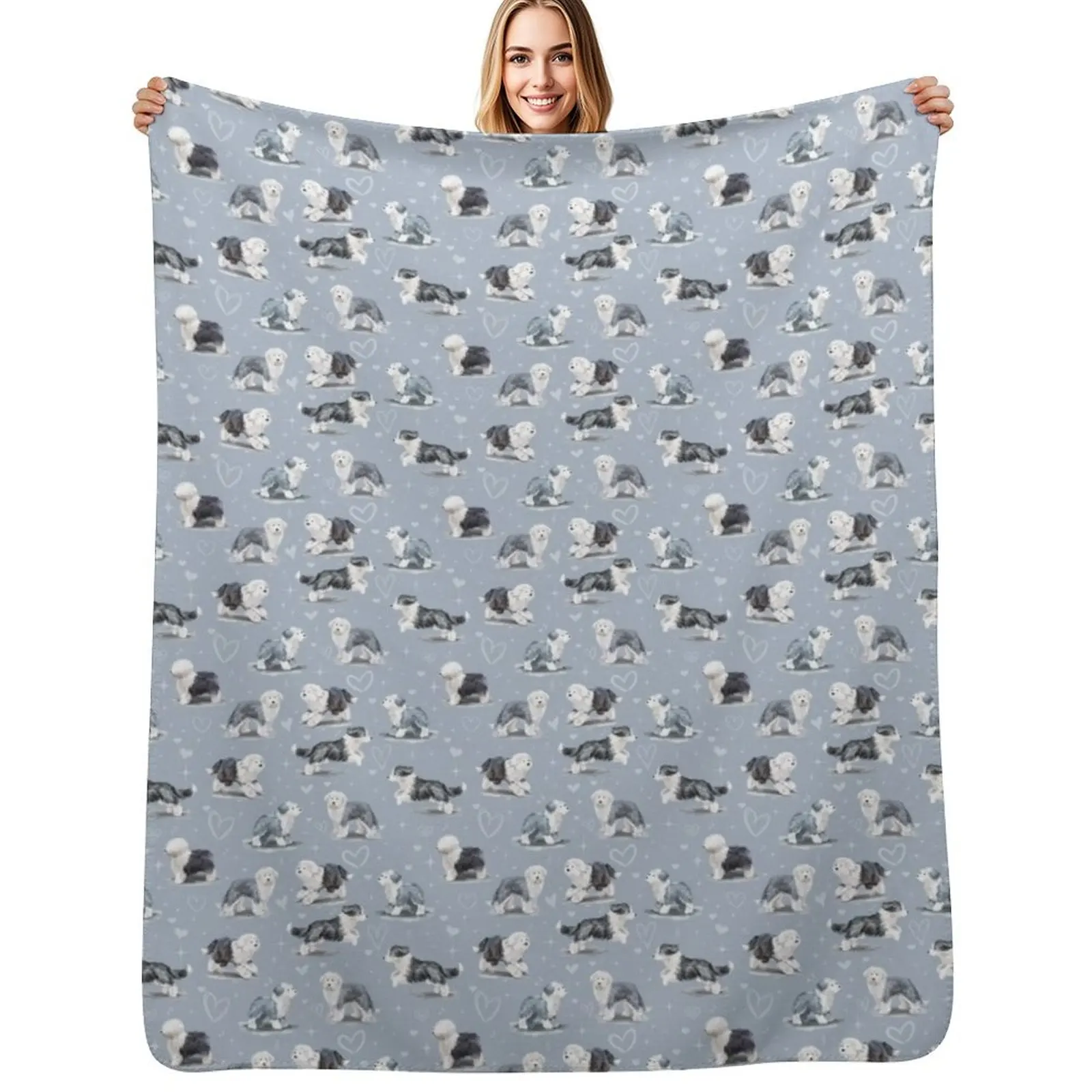 The Old English Sheepdog Throw Blanket Comforter Plaid Large for sofa christmas gifts halloween Blankets