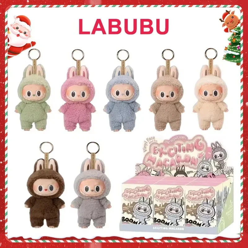 Labubu los monstruos latido del corazón Macaron esmalte cara caja ciega estatuilla de Pvc adorno de mesa muñeca Kawaii regalo de cumpleaños para niños