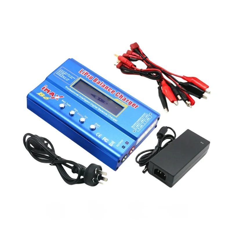 IMAX-cargador de batería B6, 80W, 6A, Lipo, NiMh, Li-ion, ni-cd, Balance Digital RC, descargador + adaptador de corriente de 15v, 6A + Cable de carga