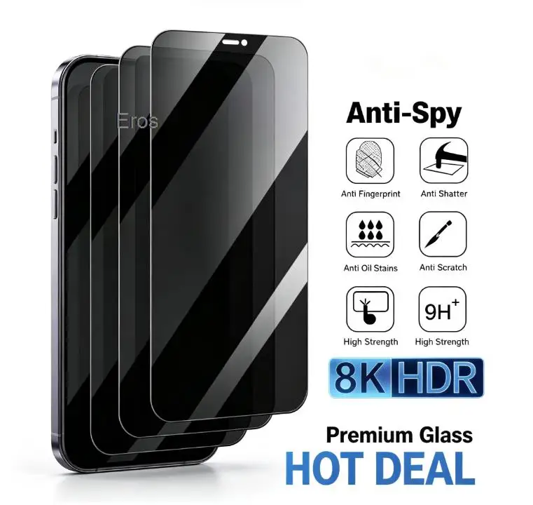 1-4 Stück Sichtschutzfolie für iPhone 17 Pro Max 18 Pro Max 16 15 14 13 12 11 Air XS Max Bruchsicheres Panzerglas