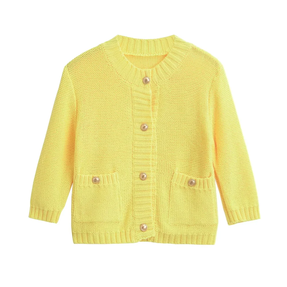 PB&ZA 2024 Summer New Women\'s Fashion and Temperament Slim Fit Versatile Simple Solid Color Knitted Cardigan Coat