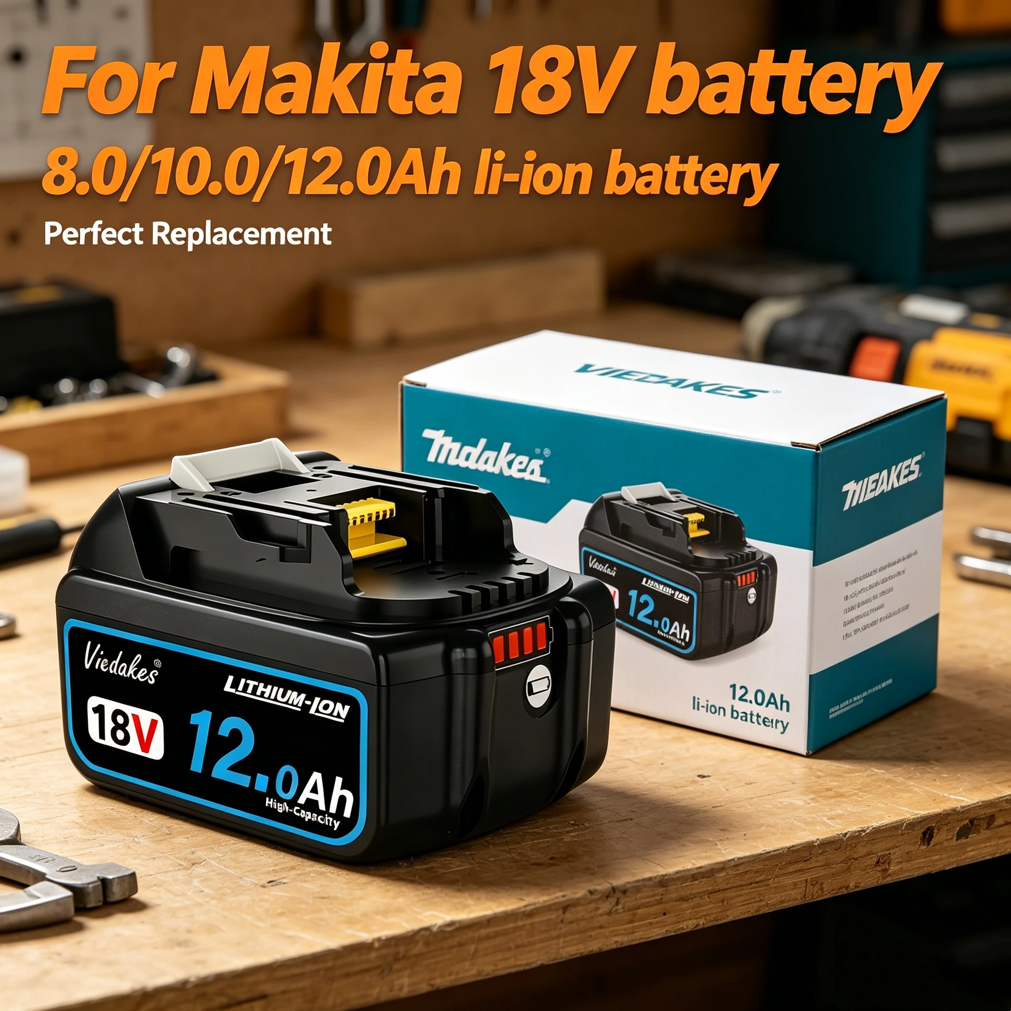 

Viedakes 8/10/12ah for Makita18V battery, rechargeable battery, best replacing BL1830B L1840B L1850B L1860B,power tool battery