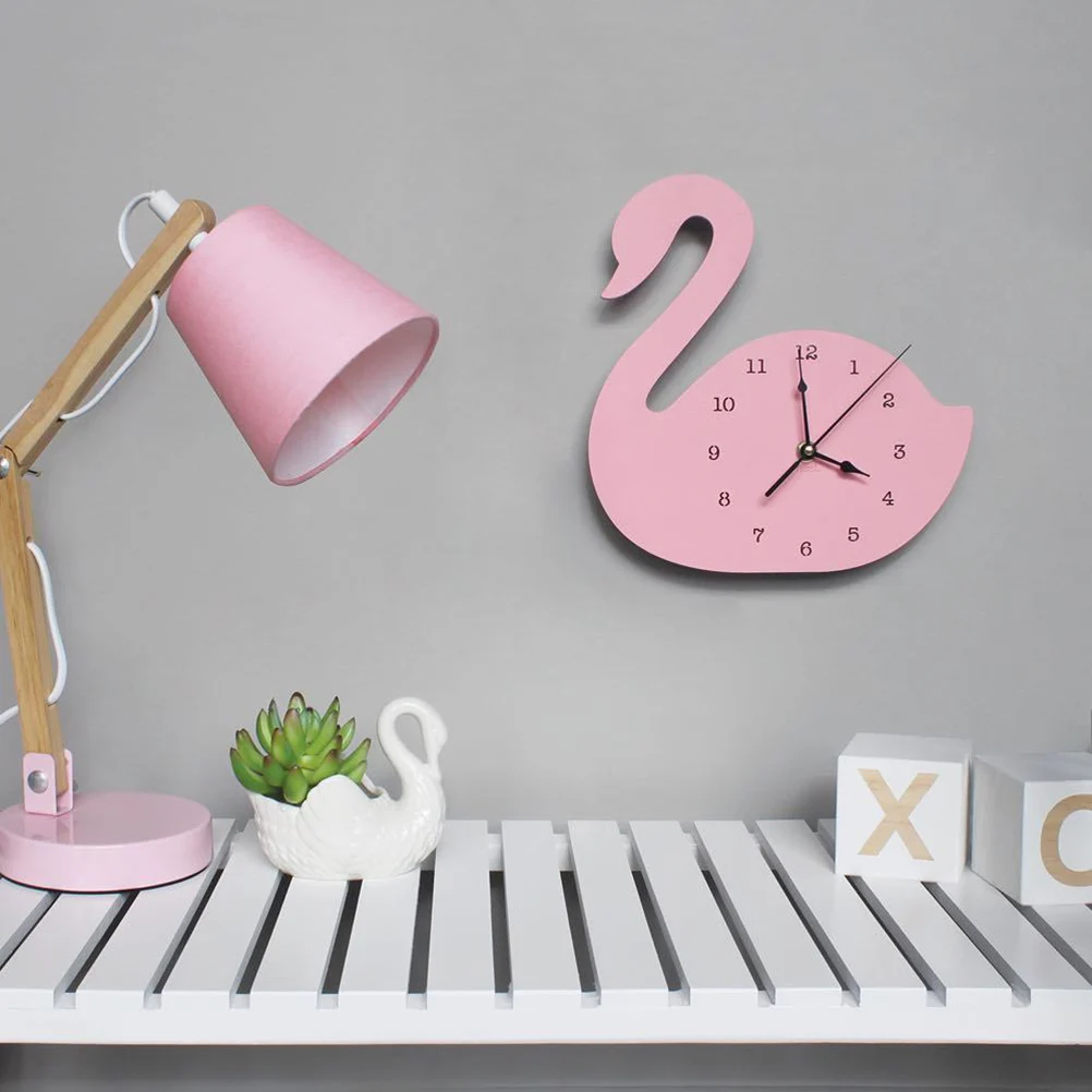 

1pc Swan Shape Silent Decorative Wood Hanging For Bedroom Office Home Without Mute Ticking Non Noisy