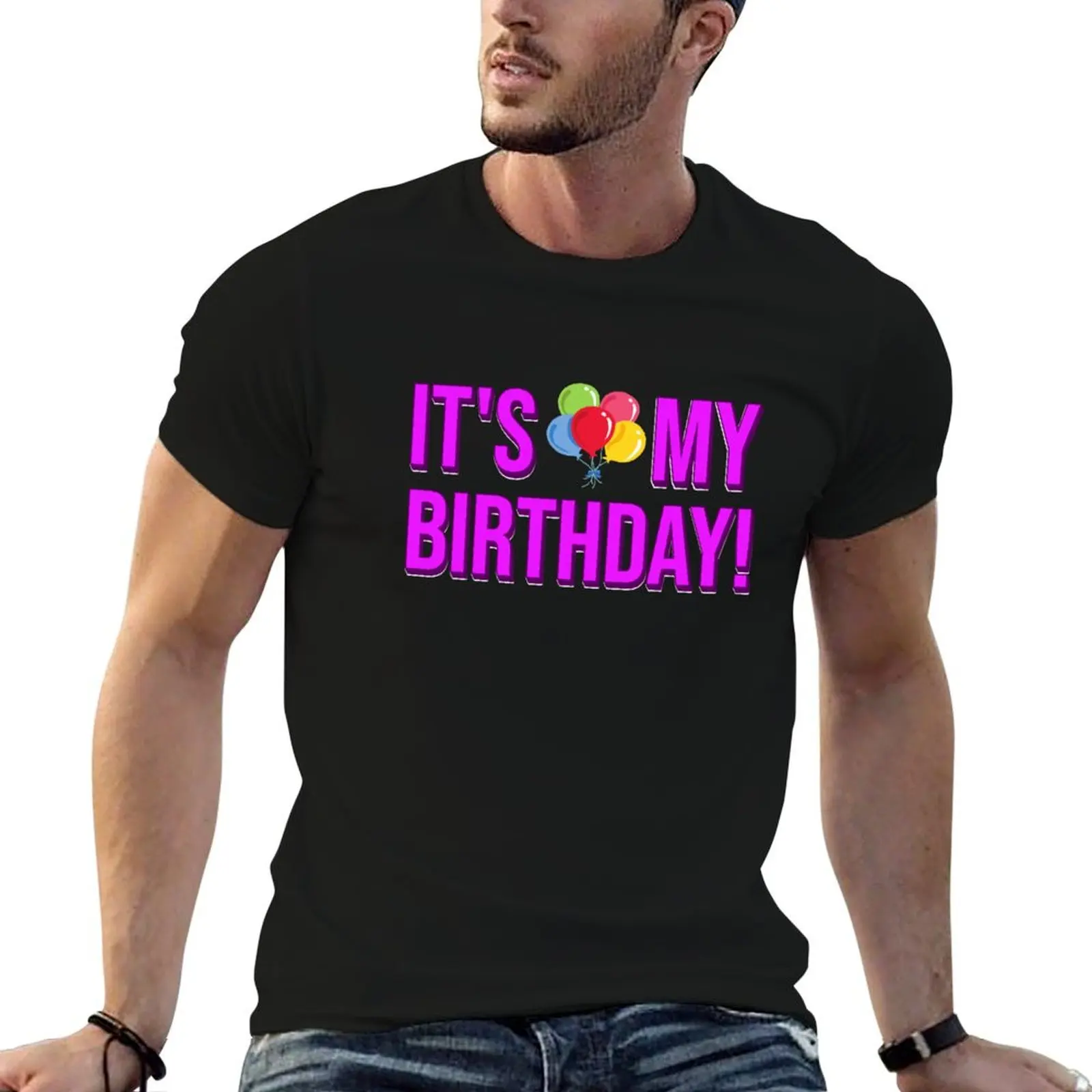 It's My Birthday! with balloon T-Shirt Short sleeve tee sports fans graphic tee shirt shirts men