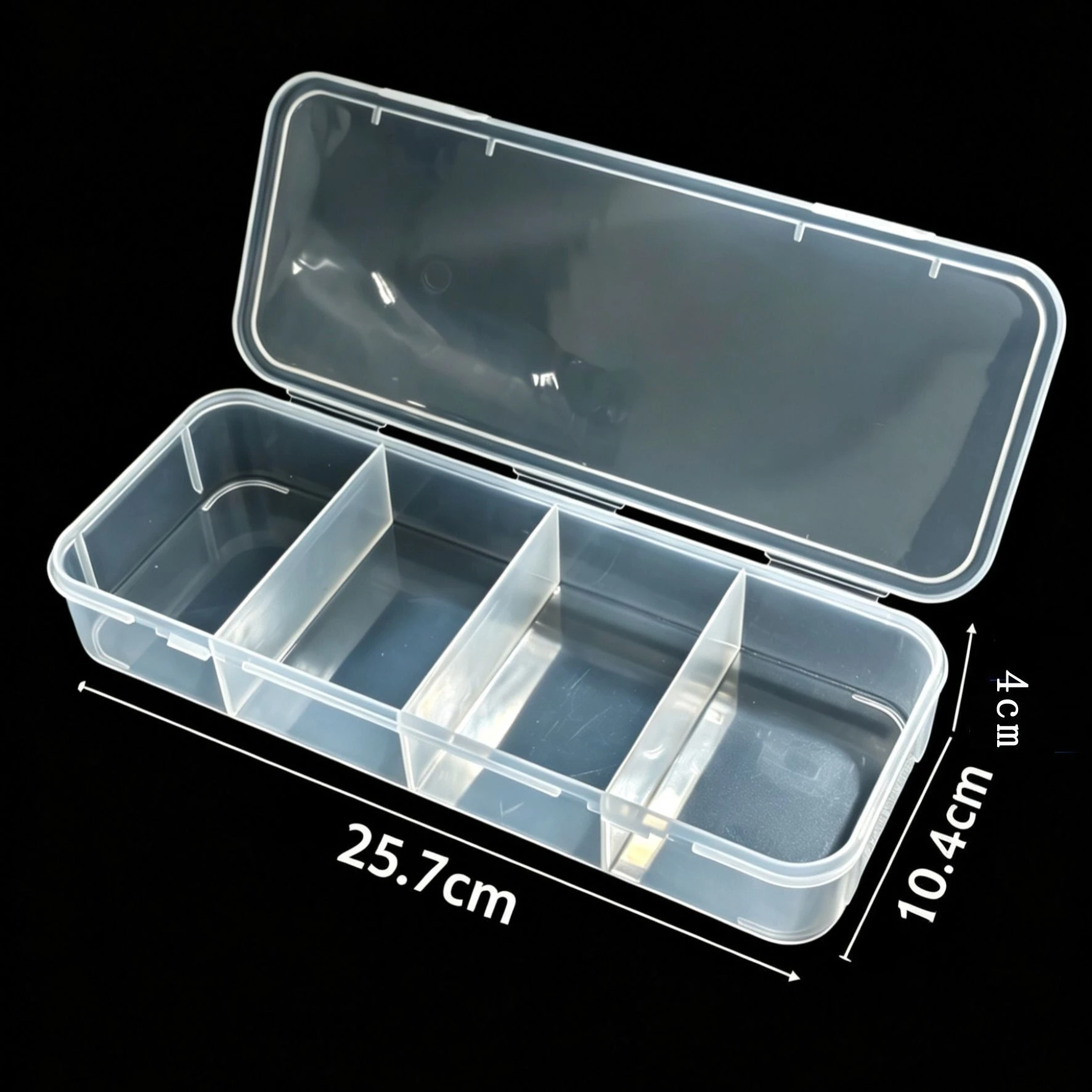4-Compartment Card Storage Box with Lid, Plastic Playing Card& Business Card Organizer, Desktop Storage Case for Home and Office view 6