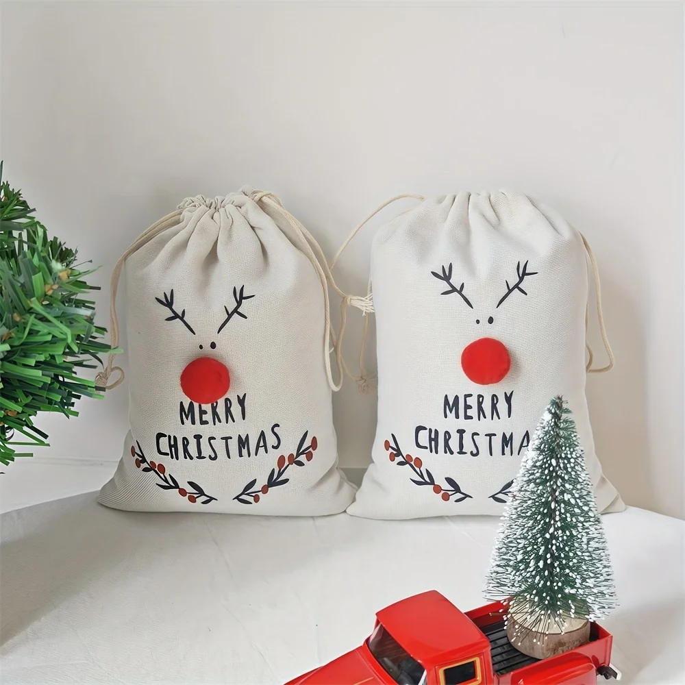 5 قطعة 13*18 سنتيمتر عيد الميلاد قماش الرباط أكياس ثلاثية الأبعاد الرنة عطلة هدية الحقائب ، أكياس الزخرفية احتفالية للاحتفال بالعام الجديد #5