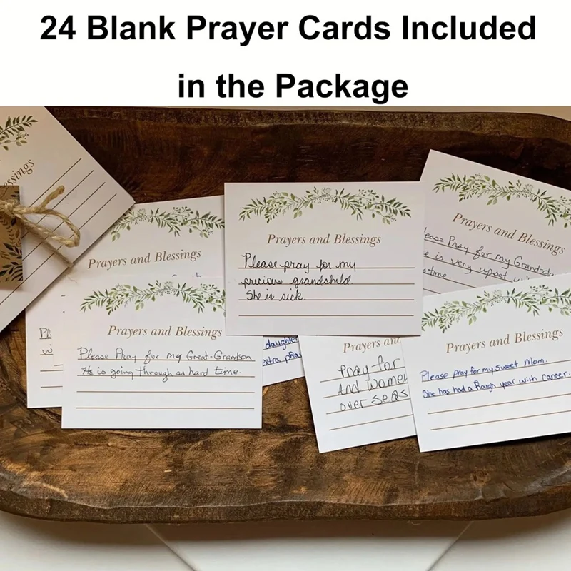 祈りのボウル木製祈りのボウル祈りカード付きハート装飾ボウルクロスクリスチャンギフト宗教ギフト女性のための