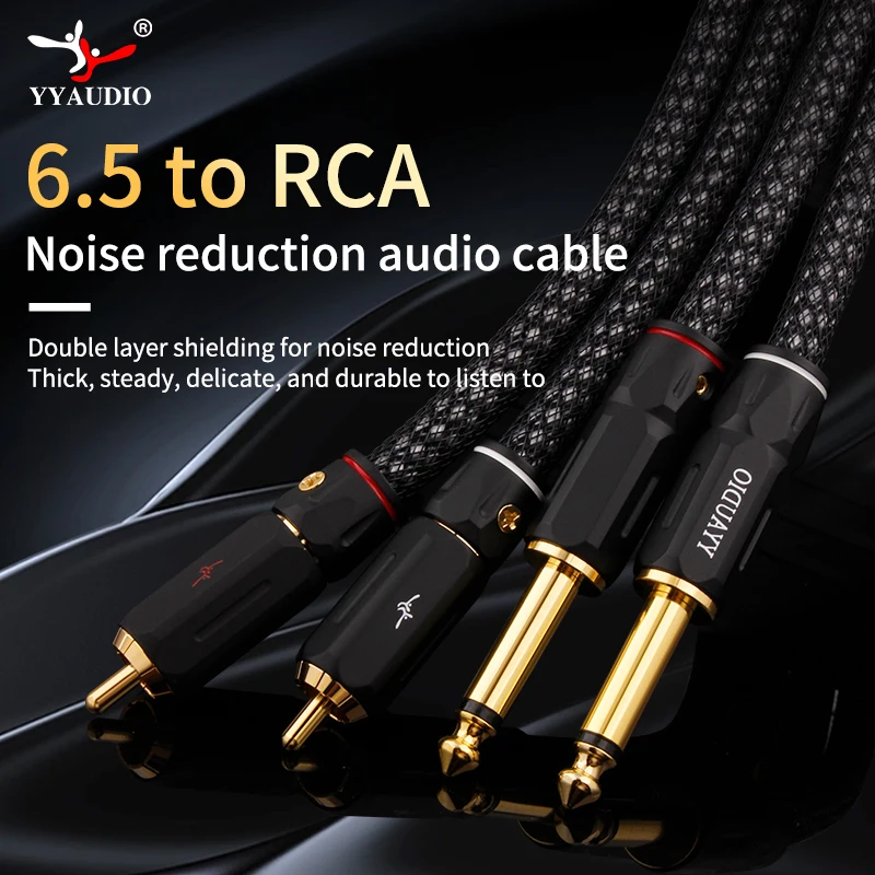 HiFi 6.5mm to RCA Audio Cable OCC Silver Plated Hi-end Dual 6.5 Jack to 2RCA Male Cable for DVD Amplifier Mixer Speaker