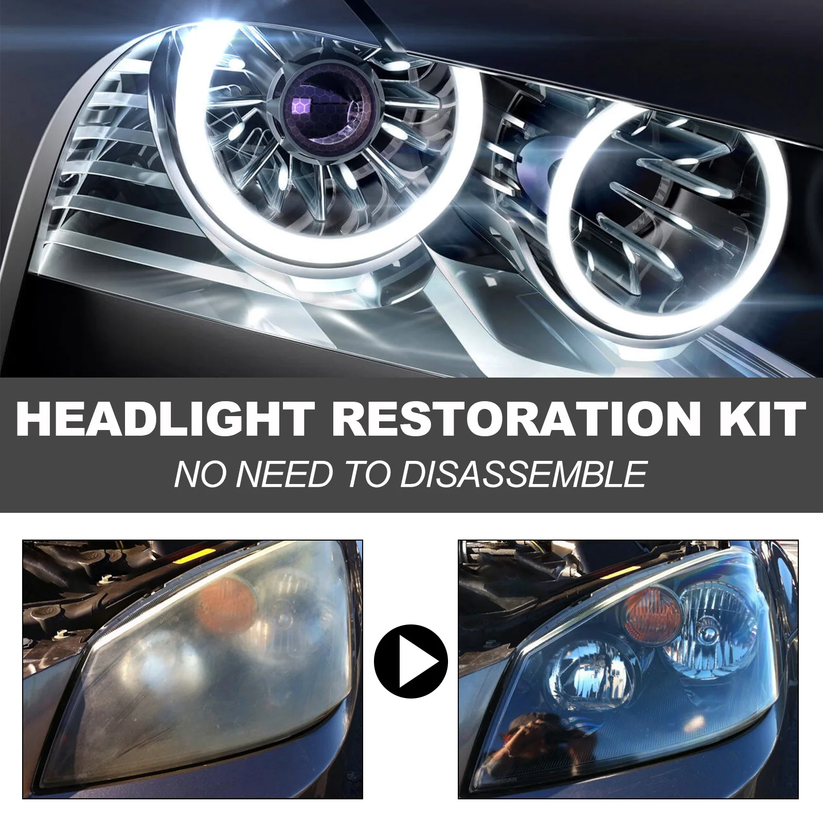 Car Headlight Restoration Headlamp Repair Kits Cleaning Paste Car Light UV Protection Restore Polishing Pad Kit for Drill