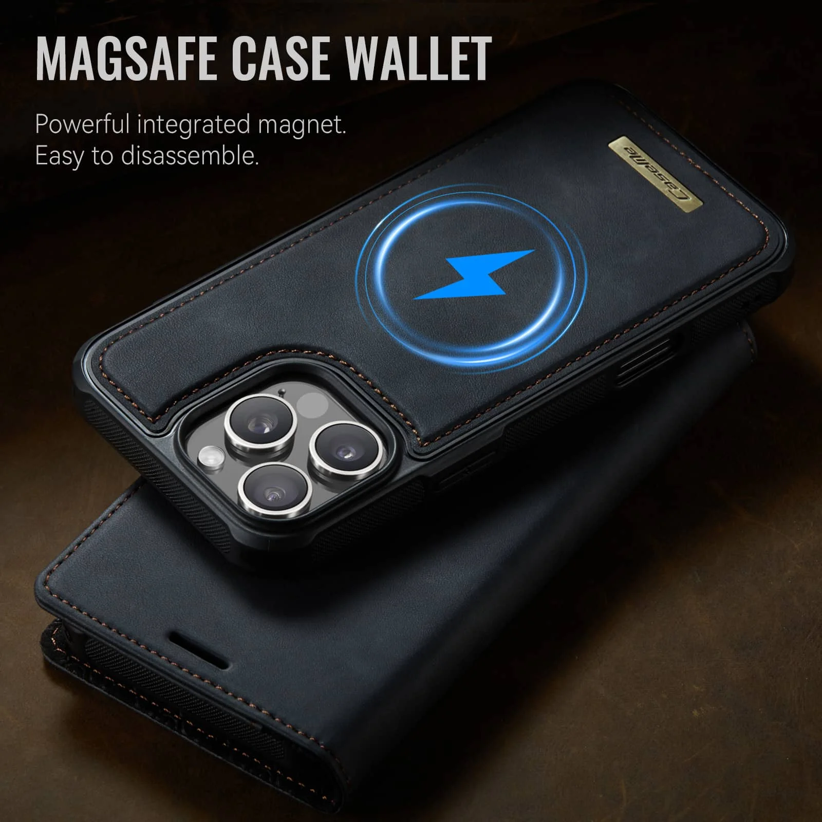 For iPhone 16e 16 15 14 13 12 11 Pro Max Detachable Wallet Case Compatible with Magsafe, 2-in-1 PU Leather Flip RFID Blocking