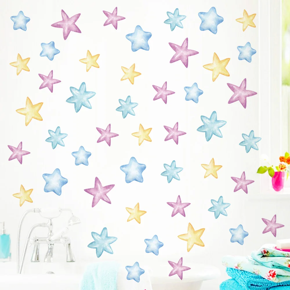 Colorful Stars DIY Removable Self-adhesive Wall Stickers for Kids Boom Nursery Bedroom Kindergarten Decals Decor Art Decoration