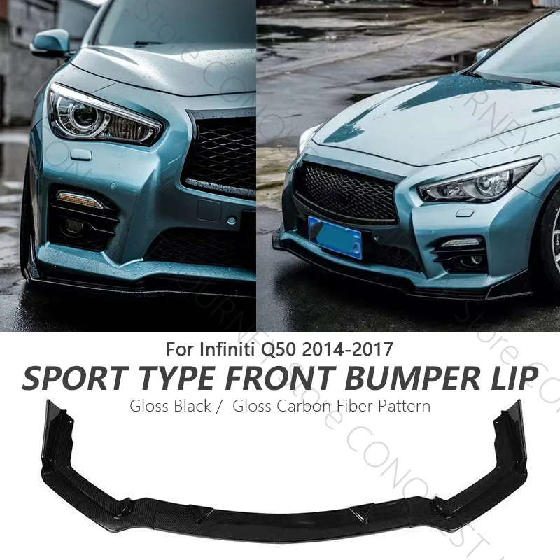 

3Pcs Front Bumper Lip Compatible with 2014-2017 Infiniti Q50 LE SE ABS Front Lip Spoiler Splitter Kit Body Kits Accessories