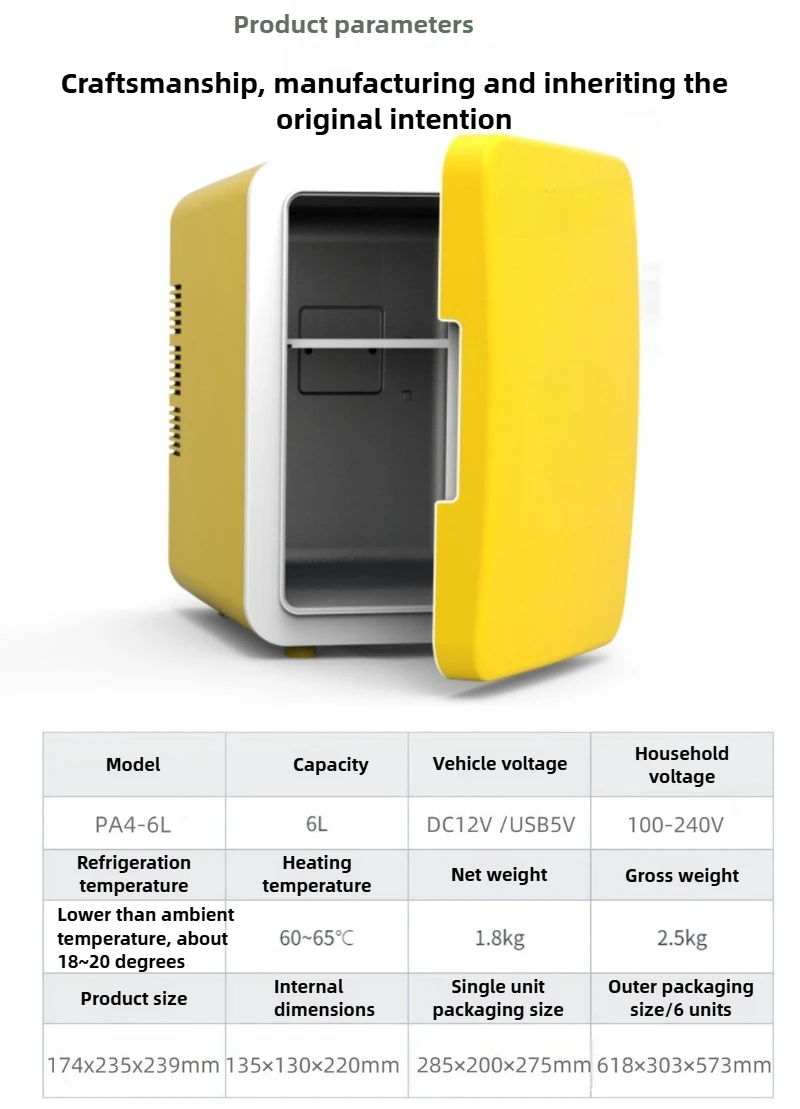 6L DC12V/110-220V Dual-purpose Refrigerator, Refrigerated and Refrigerated Desktop Refrigerator for Cosmetics, Skin Care