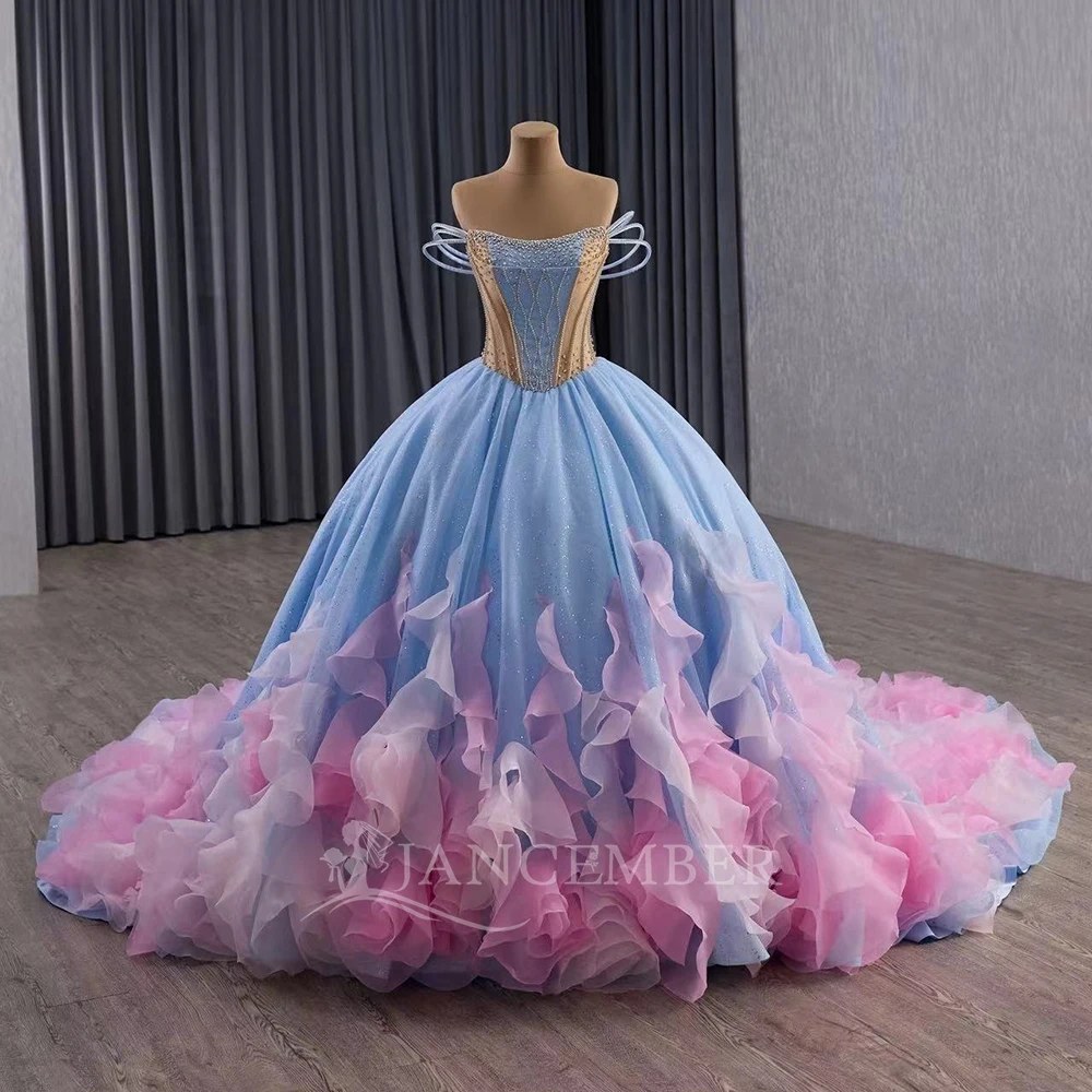 

Бальное платье по индивидуальному заказу, изысканное платье Quinceanera, со шнуровкой сзади, из органзы, со складками и короткими рукавами, Sweet 16, Vestidos De 15 Anos