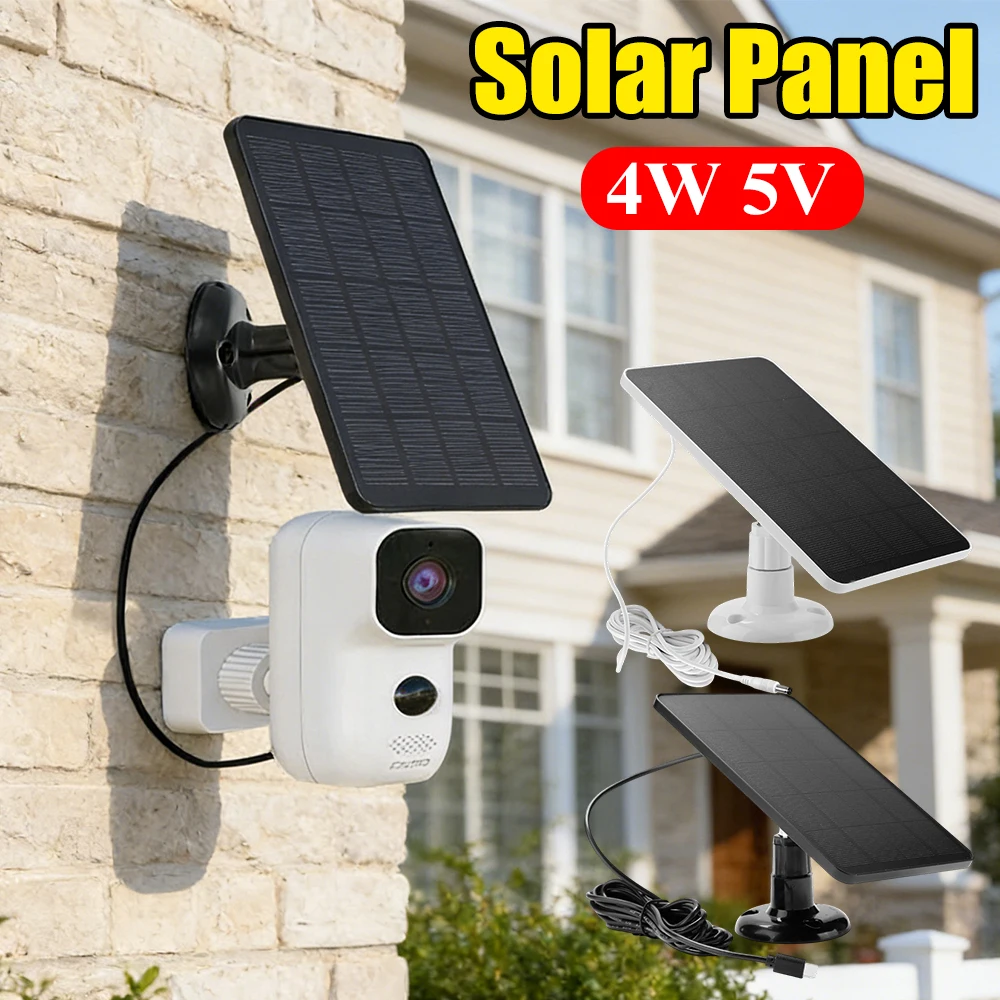 4W 5V Solar Panel 360 Adjustable Bracket Monocrystalline Portable Solar Panel Type-C DC5521 IPX6 for Intelligent Doorbell Camera