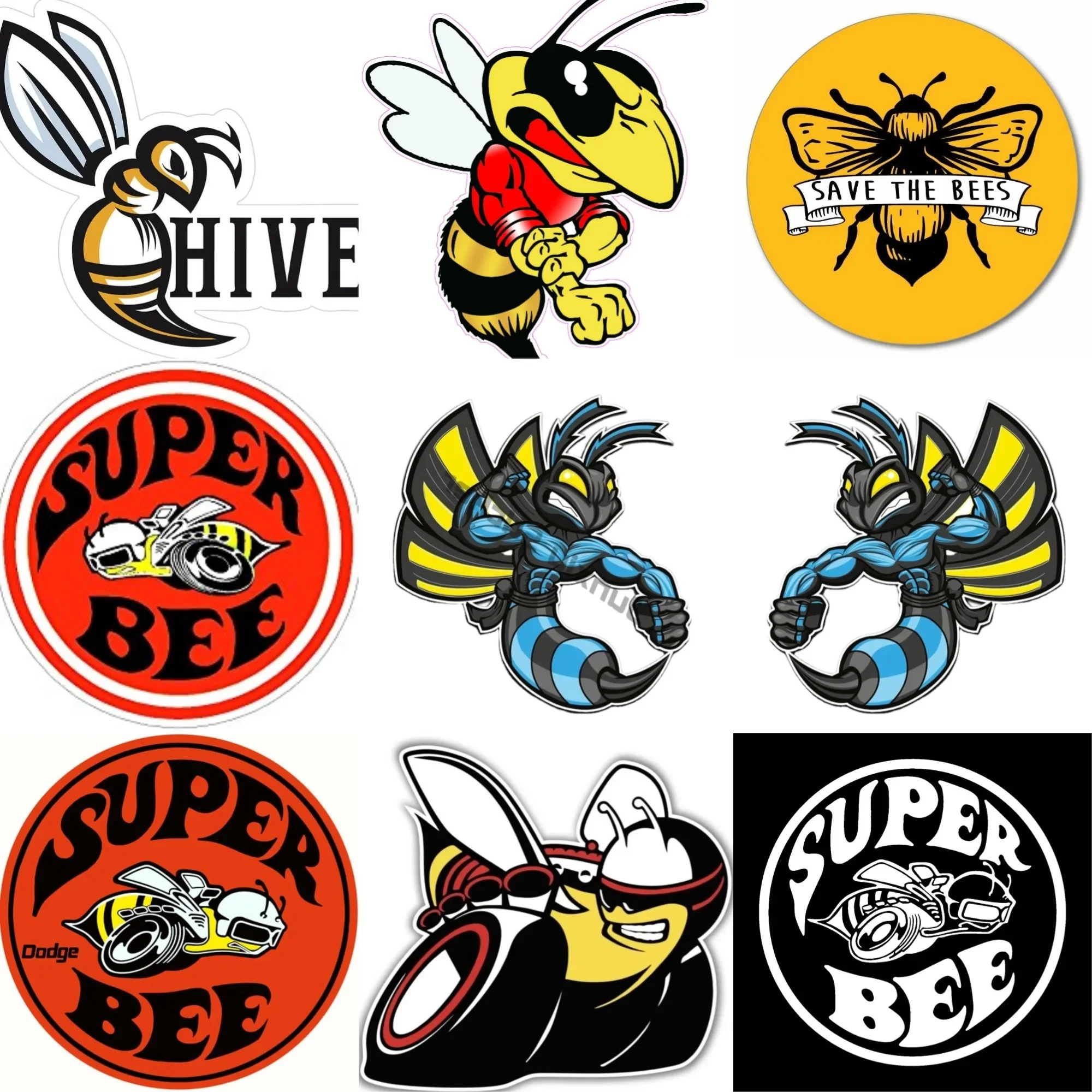 

Angry Bee super bee Creative waterproof Sticker for Decoration Car van Bicycle helmet bumper Fridge wall Decal Accessories