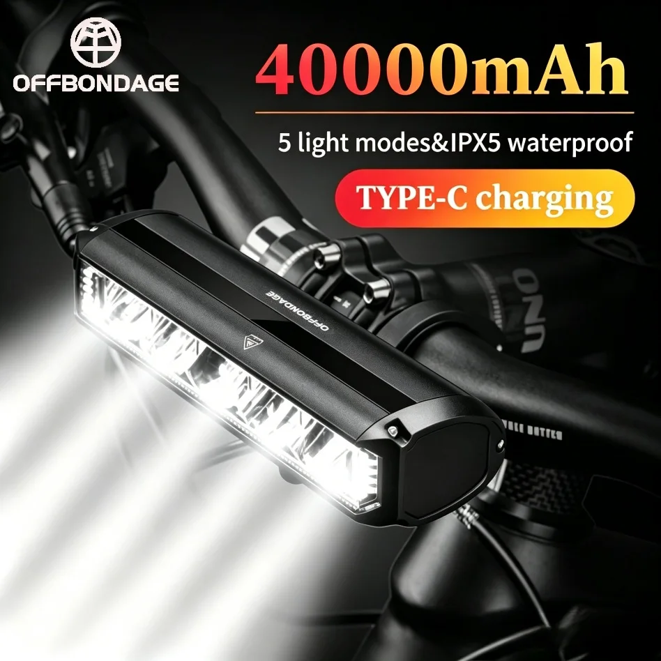 OFFBONDAGE Bicycle Light Front 1400lumens Bike Strong Light Waterproof Flashlight Usb Charging MTB Road Cycling Lamp Accessories