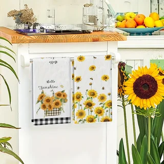 2-Pack Sunflower Kitchen Towels, Dish Towels, Hand Towels, Kitchen Decorative Towels, Neighbor Gifts, Sweet Housewarming Gifts for Friends, Mom Gifts, Friend Birthday Gifts.