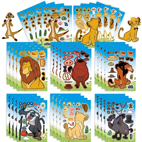 8/16 Blatt Make-a-Face Disney Der König der Löwen Kinder Puzzle Aufkleber Spiel Puzzle für Jungen Mädchen Fine Kinder Lernspielzeug