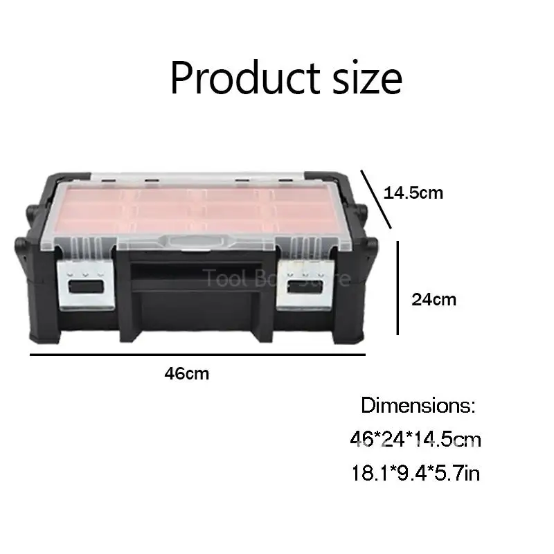 Пустой большой ящик для инструментов, пластиковый жесткий чехол, ящик для питья, ящик для инструментов, 2-слойный складной ящик для хранения инструментов, ящик для деталей, винты, органайзер