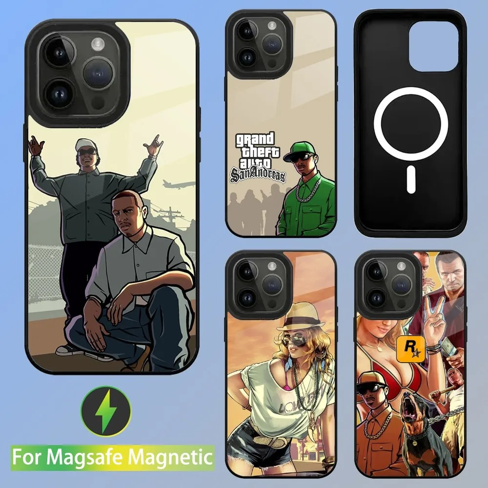 G-GTA Game San Andreas Phone Case For iPhone 15,14,13,12,11,Plus,Pro,Max Mini Magsafe Magnetic Wireless Charging