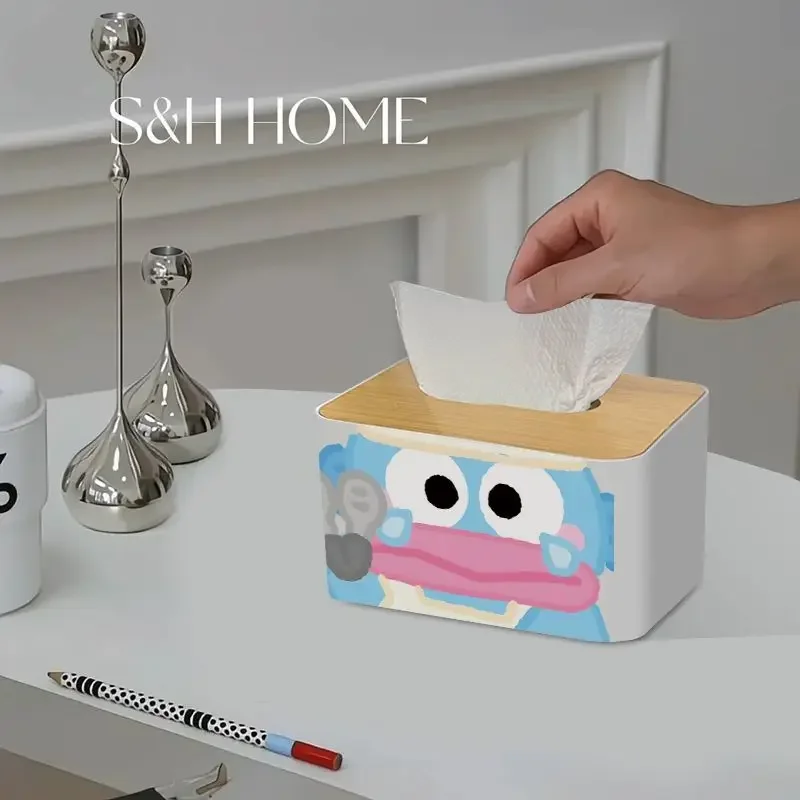 

Sweet Hangyodon Anime Kawaii MINISO Ins Fashion Table Tissue Box Cute Living Room Paper Household Storage Case Gifts Toys