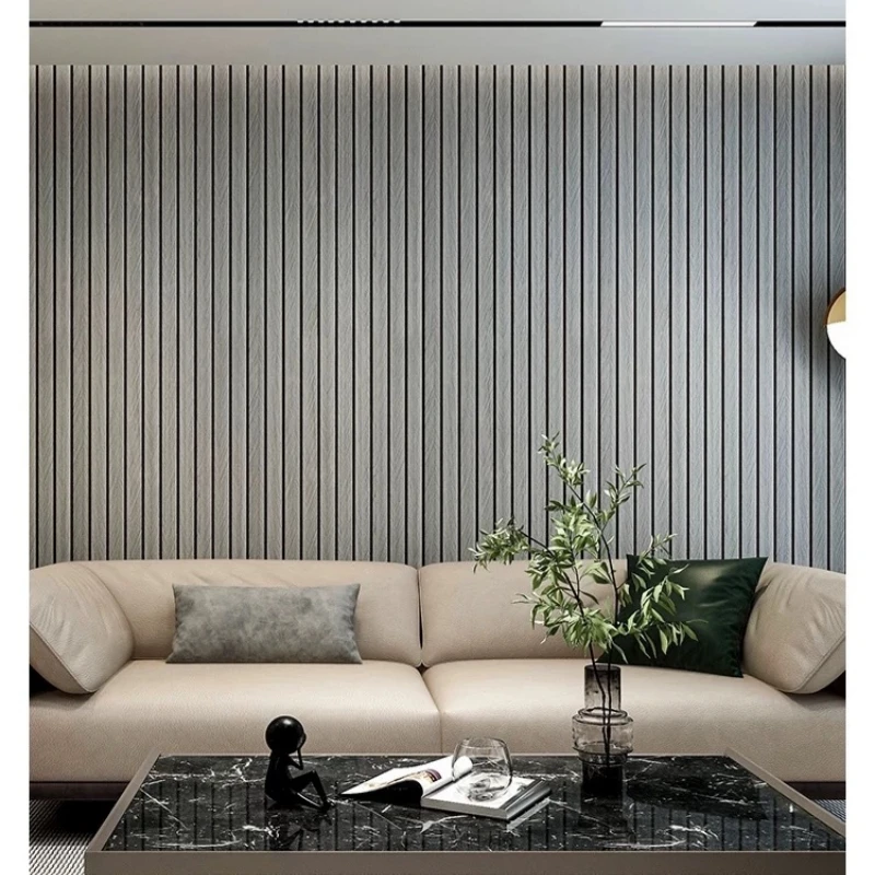 Imitation Wood Grain Grille Self-Adhesive Wallpapers Home Decor Peel and Stick Wall Panels Tiles for Living Room Wall Renovation